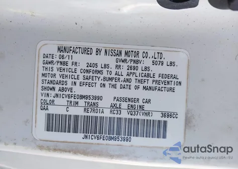 2011 Infiniti G37 from USA, damaged, VIN JN1CV6FE0BM953990